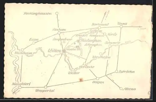 AK Witten-Rüdinghausen, Garten- und Waldgaststätte Zur Brunebeck am Hange des Ardey, Innenansicht, Terrasse