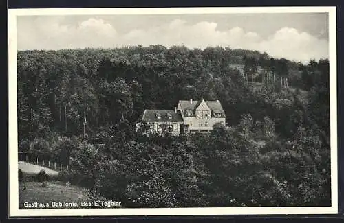 AK Obermehnen über Lübbecke /Westf., Gasthaus Babilonie von E. Tegeler