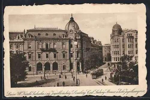 AK Lemberg, Carl Ludwig-Strasse und Ecke Jagiellonergasse