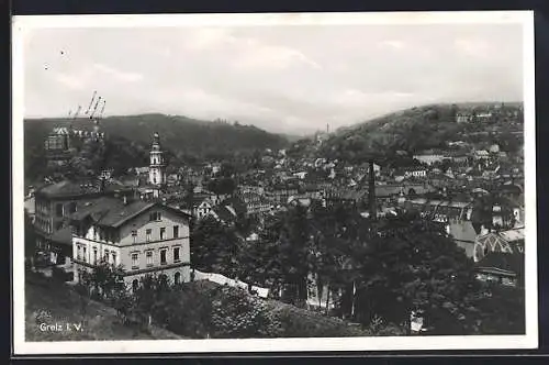 AK Greiz i. V., Teilansicht aus der Vogelschau