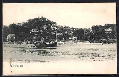 AK Hamburg-Blankenese, auf den Strand gezogener Segler