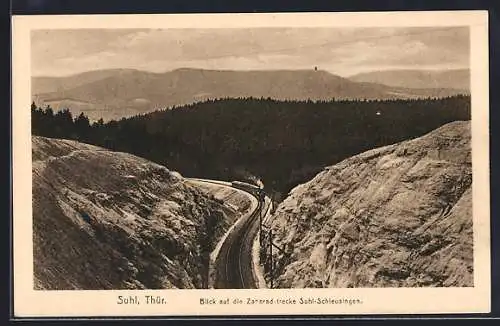 AK Suhl /Thür., Blick auf Zahnradstrecke Suhl-Schleusingen