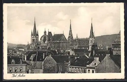 AK Bad Aachen, Teilansicht mit Dom