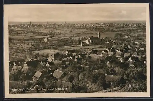 AK Ortenberg i. Baden, Ortsansicht mit Offenburg