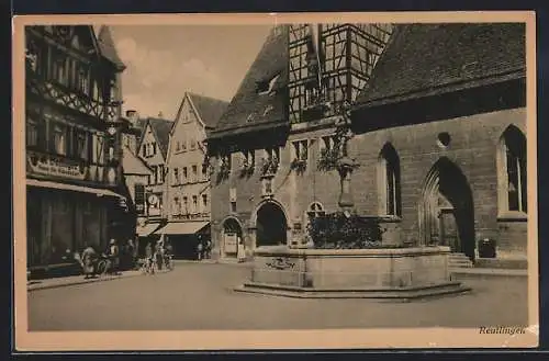 AK Reutlingen, Marktplatz mit Geschäften