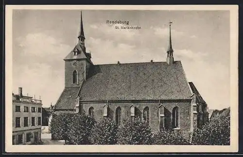 AK Rendsburg, Blick auf die St. Marienkirche