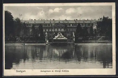 AK Stuttgart, Anlagensee m. Königl. Schloss