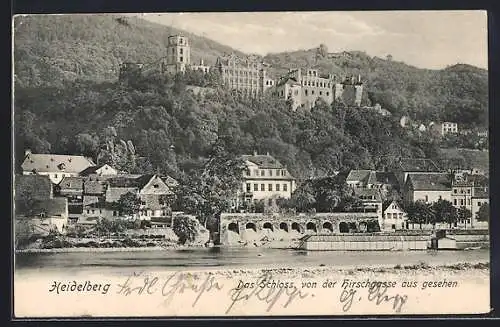 AK Heidelberg, Das Schloss von der Hirschgasse aus