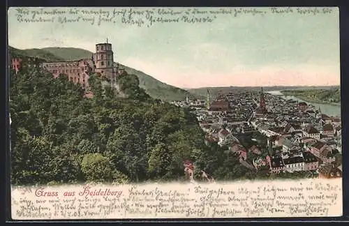 AK Heidelberg, Totalansicht mit dem Schloss