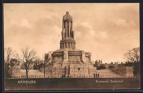 AK Hamburg-St.Pauli, Partie am Bismarck-Denkmal