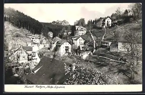 AK Rathen /Sächs. Schweiz, Ortsansicht im Tallauf