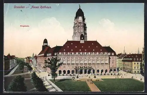 AK Dresden, Ringstrasse und Neues Rathaus