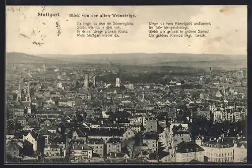 AK Stuttgart, Blick von der alten Weinsteige