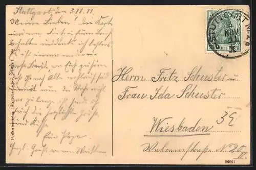 AK Stuttgart, Königl. Schloss v. d. Schlossgartenstrasse gesehen