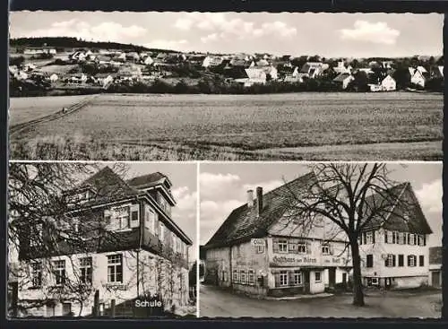 AK Mindersbach /Calw, Schule, Gasthaus zum Bären, Totalansicht