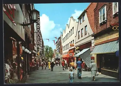 AK Rendsburg, Hohestrasse, Geschäfte in der Fussgängerzone