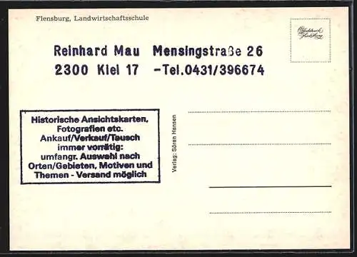 AK Flensburg, Ansicht der Landwirtschaftsschule
