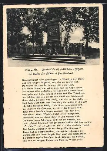 AK Wesel a. Rh., Denkmal der elf Schillschen Offiziere