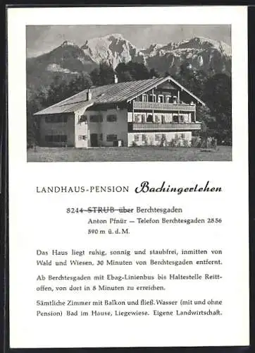 AK Strub über Berchtesgaden, Hotel-Pension Bachingerlehen