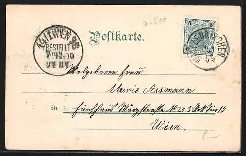 AK Waizenkirchen, Ortsansicht mit Flusspartie und Brücke