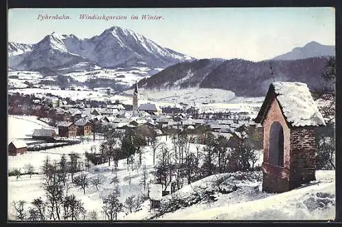 AK Windischgarsten /Pyhrnbahn, Teilansicht mit Kirche im Schnee