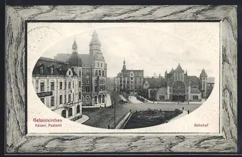 AK Gelsenkirchen, Kaiserl. Postamt, Bahnhof