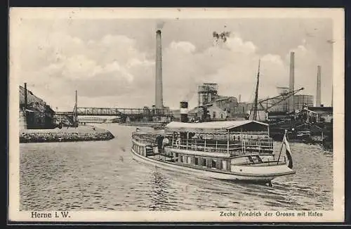 AK Herne i. W., Zeche Friedrich der Grosse mit Hafen