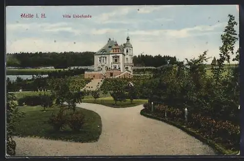 AK Melle i. H., Villa Unbefunde und Parkanlagen