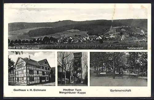 AK Mengshausen, Gasthaus v. H. Eichmann, Heussner Turm und Gasthaus