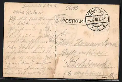AK Saarlouis, Marktplatz mit Lederhandlung Gebr. Bickart