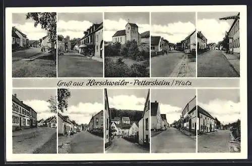 AK Herschweiler-Pettersheim /Pfalz, Blick zur Kirche, Strassen- und Ortspartien