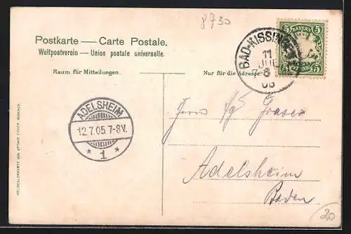 AK Bad Kissingen, Ortsansicht mit Wappen, Postkutsche