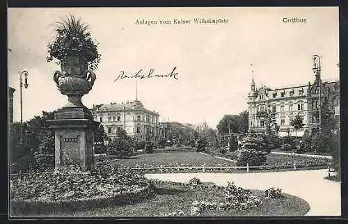 AK Cottbus, Anlagen vom Kaiser Wilhelmplatz