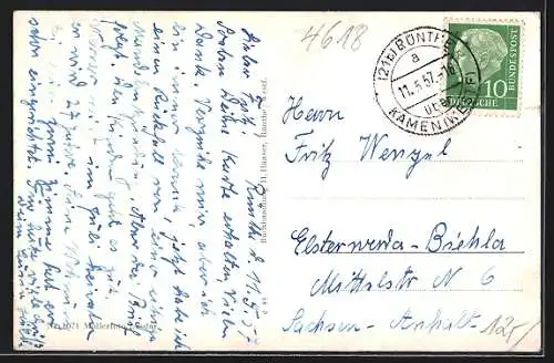 AK Rünthe i. Westf., Westenhellweg, Bootshaus und Kettelersiedlung