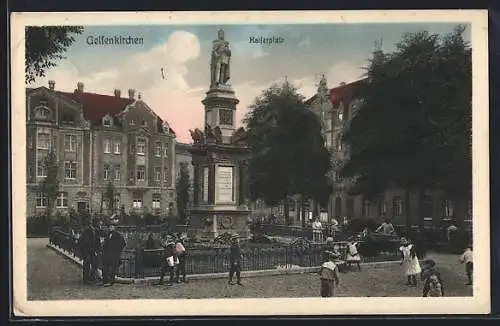 AK Gelsenkirchen, Kaiserplatz mit Denkmal