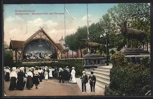 AK Gelsenkirchen, Stadtgarten, Musikpavillon mit Terrasse