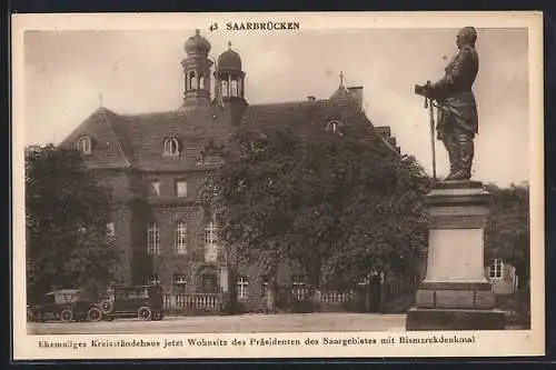 AK Saarbrücken, Ehem. Kreisständehaus mit Bismarckdenkmal