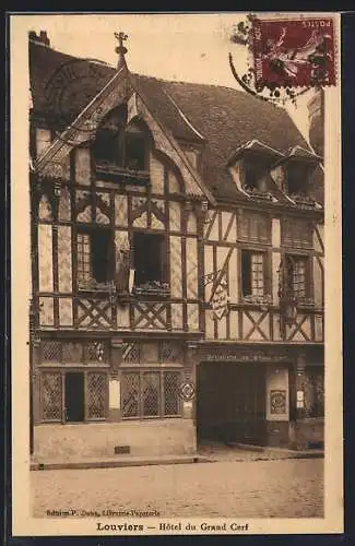 AK Louviers, Hôtel du Grand Cerf et facade à colombages