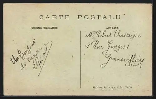 AK Vernon, Quai de la Tour de Clairvaux avec arbres et vue sur la Seine