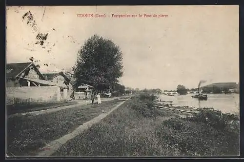 AK Vernon, Perspective sur le Pont de pierre