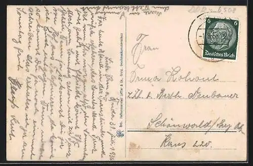 AK Weida i. Th., Teilansicht aus der Vogelschau