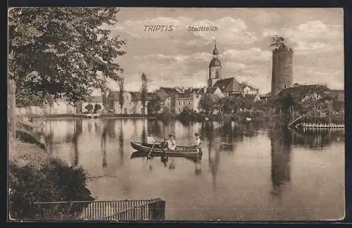 AK Triptis, Blick über den Stadtteich