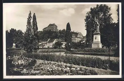 AK Greiz i. Vogtl., Denkmal im Park