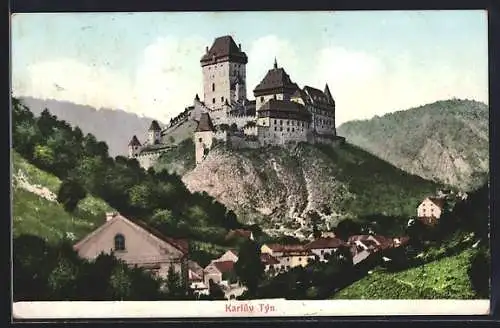 AK Karluv Tyn, Ortsansicht mit der Burg