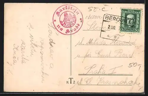 AK Karluv Tyn, Blick auf die Burg