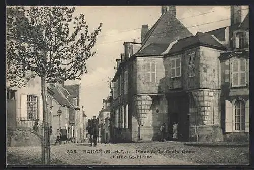 AK Baugé, Place de la Croix-Orée et Rue St-Pierre