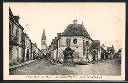 AK Vernantes, La Grande-Rue et la Rue de la Gendarmerie