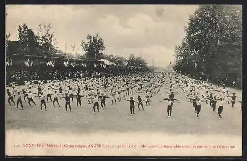 AK Angers, XXXVe Fête Fédérale de Gymnastique, mouvements d`ensemble exécutés par les gymnastes