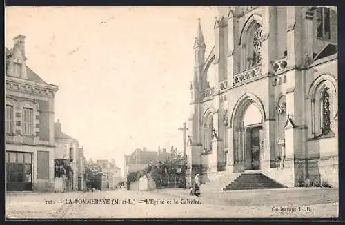 AK La Pommeraye, Église et le Calvaire