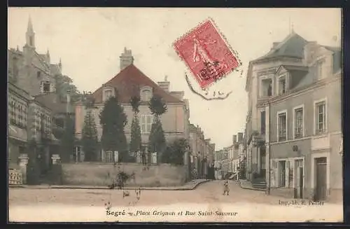 AK Segré, Place Grignon et Rue Saint-Sauveur